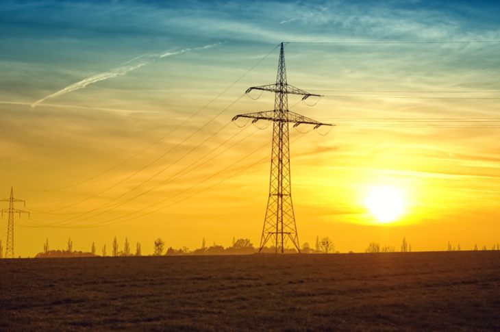 sunset with powerlines in the background