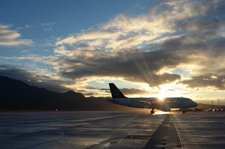 airplane sitting on the runway