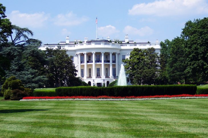 view of the white house and lawn