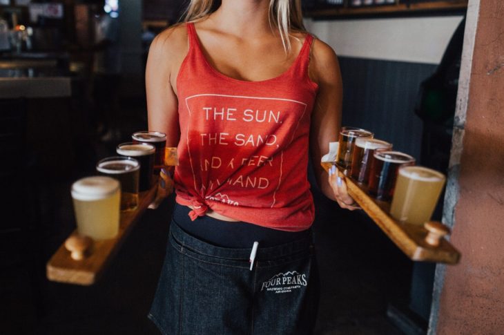 Texas waitress with beers