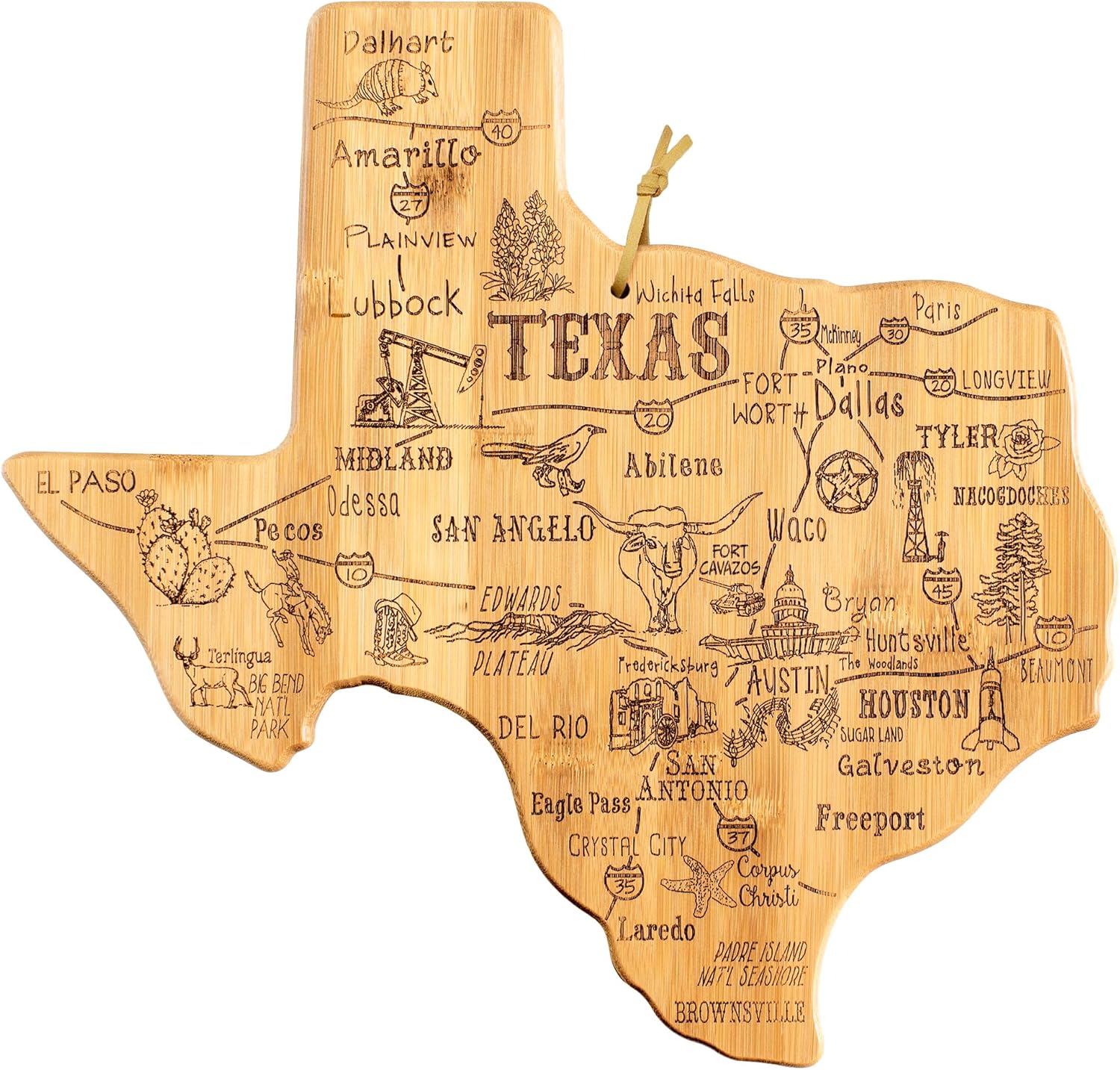 Texas-Shaped Bamboo Cutting Board