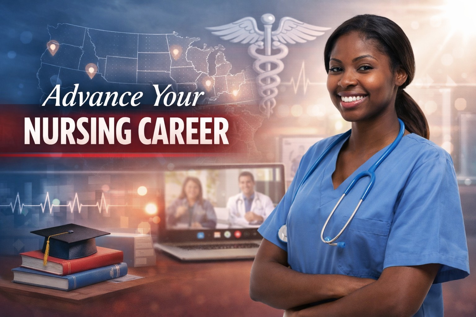 nurse standing in front of laptop